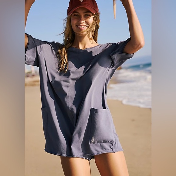 FP Movement by Free People Pants - FP Movement by Free People Hot Shot Tee Romper Navy Blue Size Medium